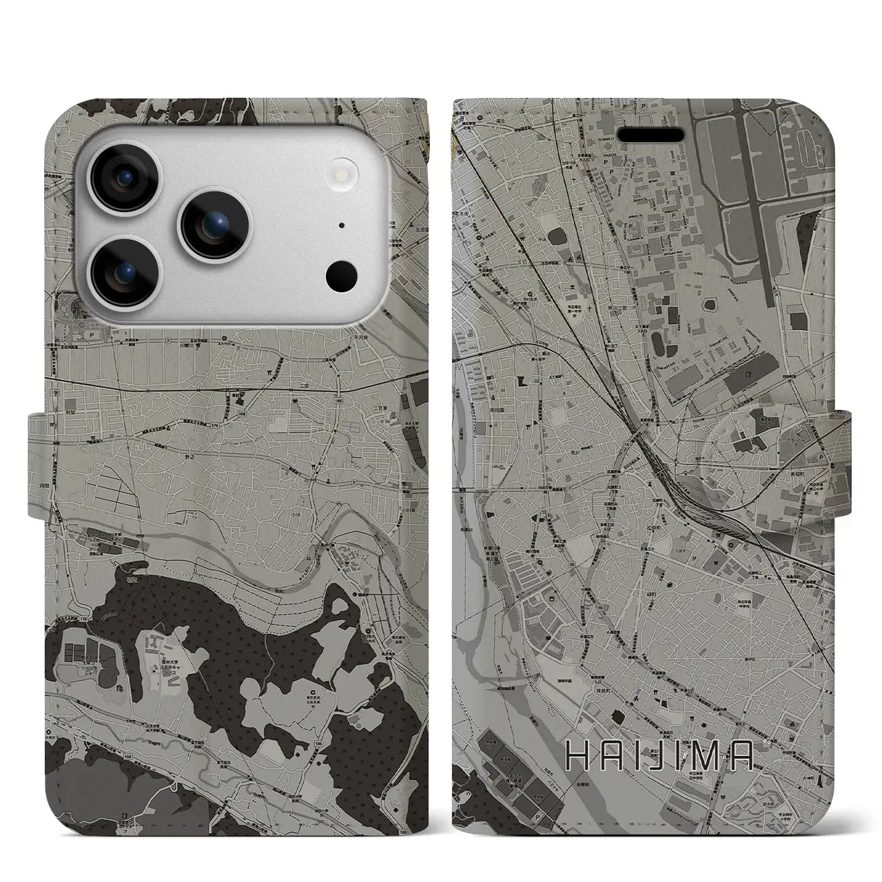 【拝島（東京都）】地図柄iPhoneケース（手帳タイプ）