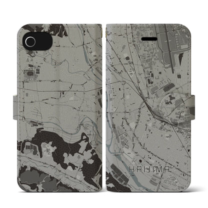 【拝島（東京都）】地図柄iPhoneケース（手帳タイプ）モノトーン・iPhone SE（第3 / 第2世代） / 8 / 7 / 6s / 6 用