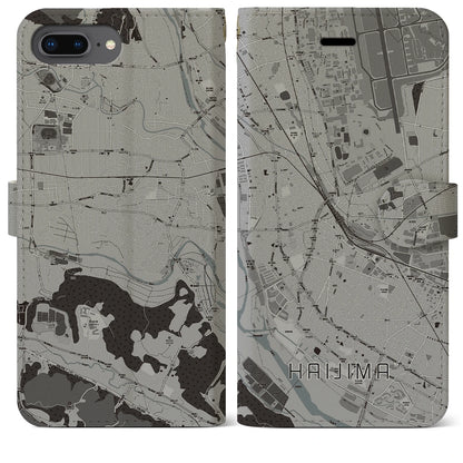 【拝島（東京都）】地図柄iPhoneケース（手帳タイプ）モノトーン・iPhone 8Plus /7Plus / 6sPlus / 6Plus 用