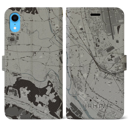 【拝島（東京都）】地図柄iPhoneケース（手帳タイプ）モノトーン・iPhone XR 用