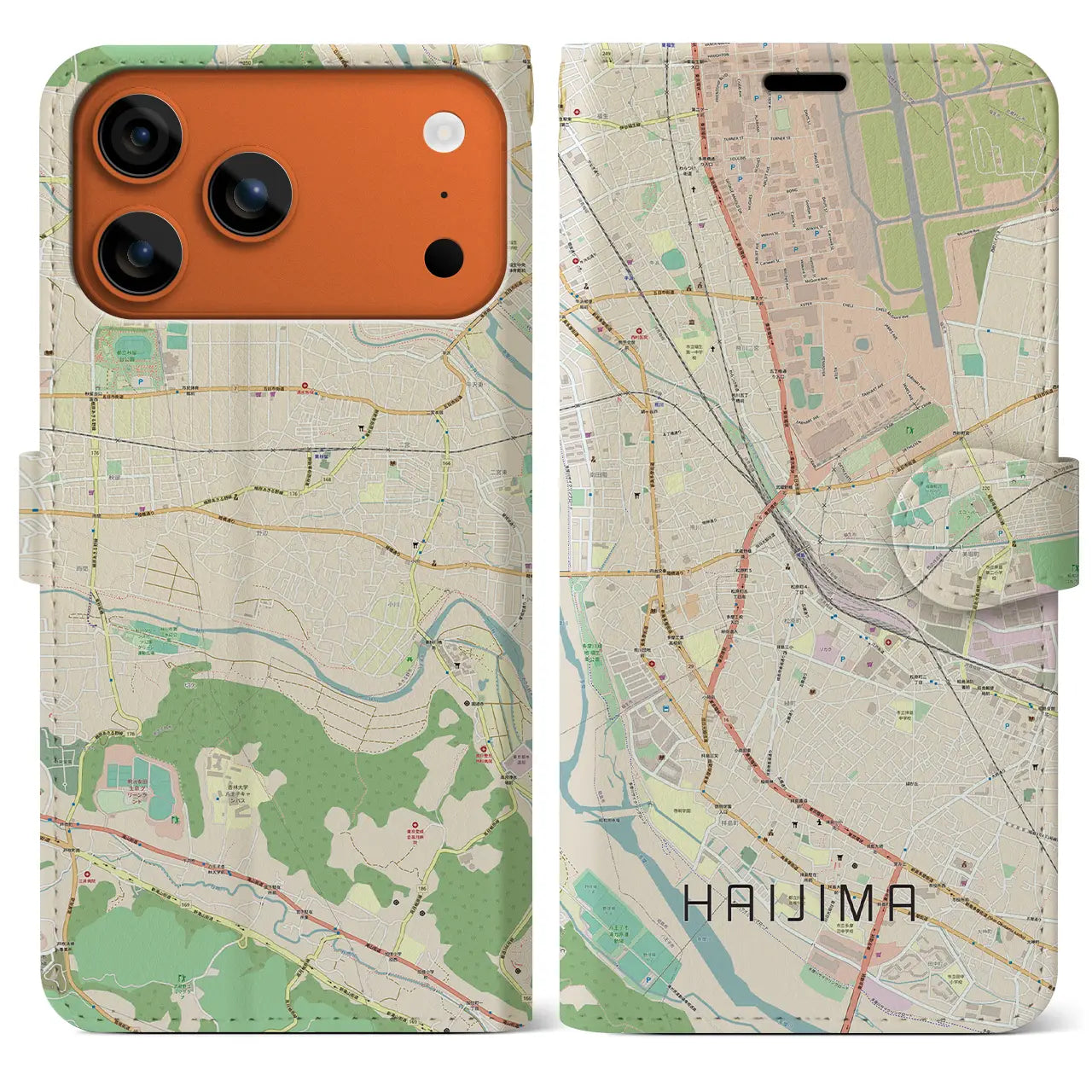 【拝島（東京都）】地図柄iPhoneケース（手帳タイプ）