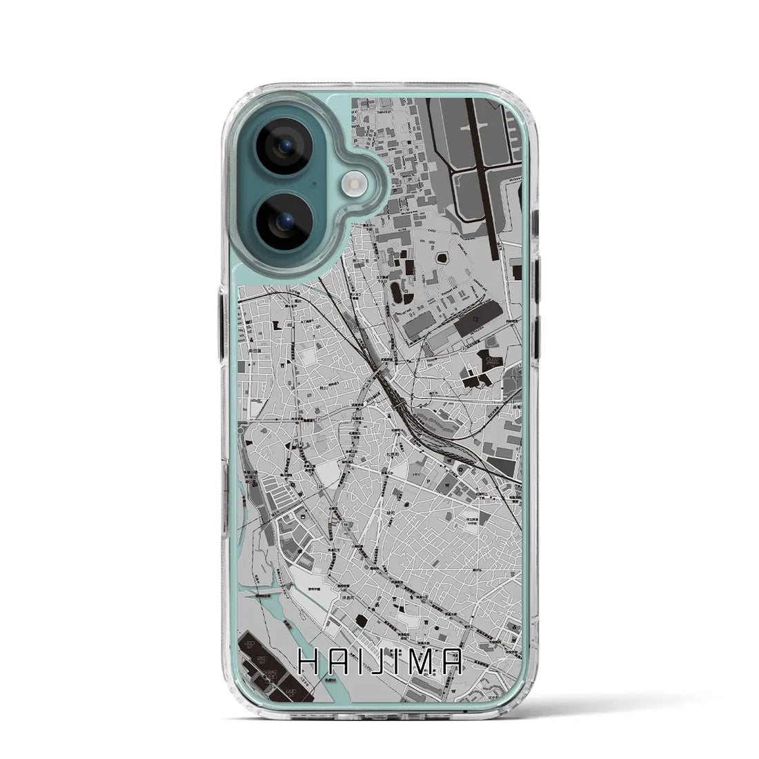 【拝島（東京都）】地図柄iPhoneケース（MagSafeタイプ）モノトーン・iPhone 16 Pro 用