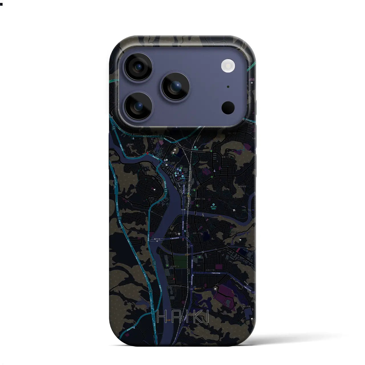 【早岐（長崎県）】地図柄iPhoneケース（バックカバータイプ）