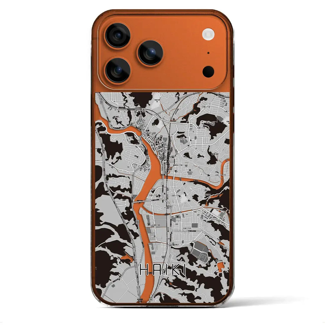 【早岐(長崎県)】地図柄iPhoneケース(クリアタイプ)モノトーン・iPhone 17 Pro Max 用