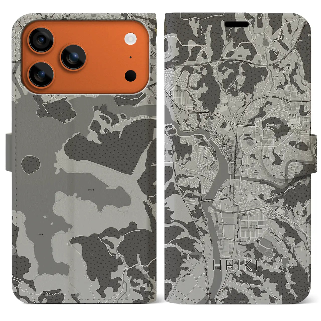 【早岐（長崎県）】地図柄iPhoneケース（手帳タイプ）