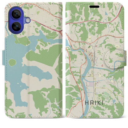 【早岐（長崎県）】地図柄iPhoneケース（手帳タイプ）ナチュラル・iPhone 16 Pro Max 用