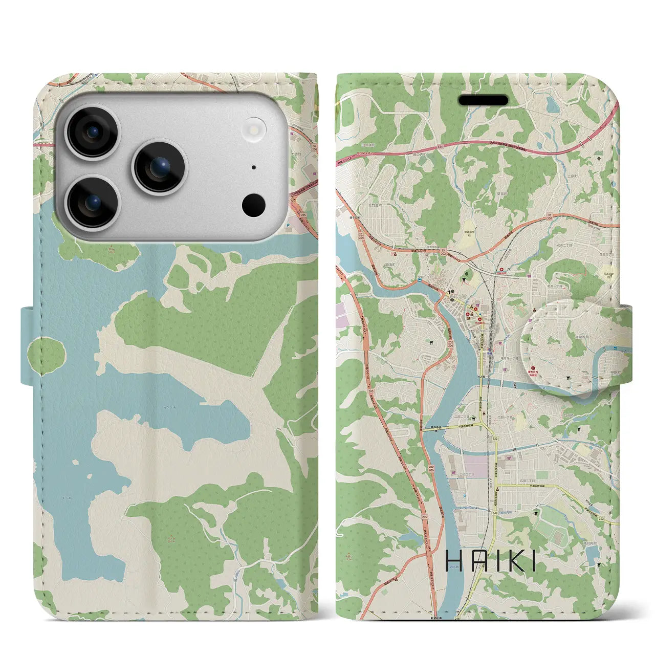 【早岐（長崎県）】地図柄iPhoneケース（手帳タイプ）