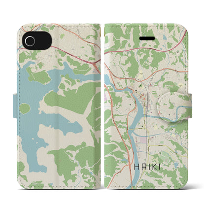 【早岐（長崎県）】地図柄iPhoneケース（手帳タイプ）ナチュラル・iPhone SE（第3 / 第2世代） / 8 / 7 / 6s / 6 用