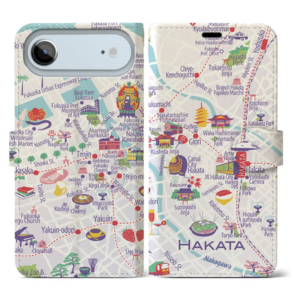 【博多】イラストマップiPhoneケース（手帳タイプ）