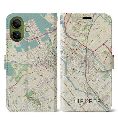 【博多2（福岡県）】地図柄iPhoneケース（手帳タイプ）