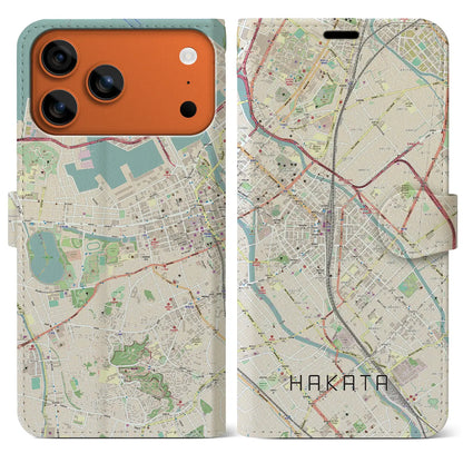 【博多2（福岡県）】地図柄iPhoneケース（手帳タイプ）