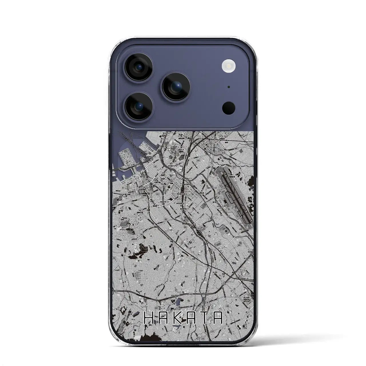 【博多（福岡県）】地図柄iPhoneケース（クリアタイプ）モノトーン・iPhone 17 Pro Max 用