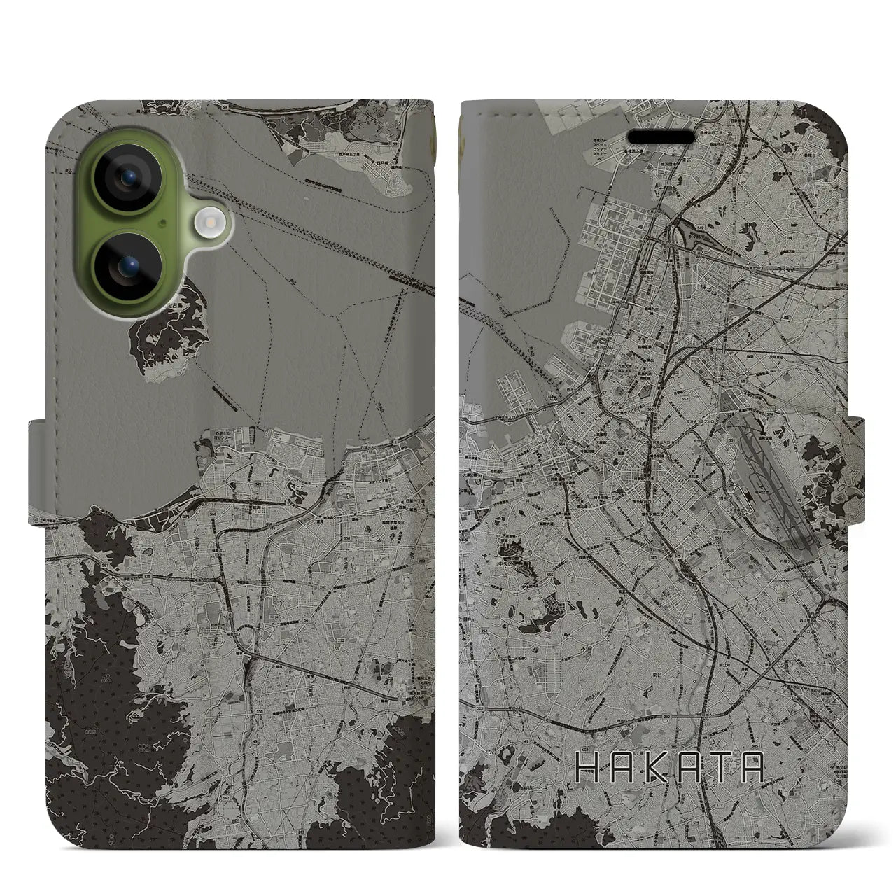 【博多（福岡県）】地図柄iPhoneケース（手帳タイプ）