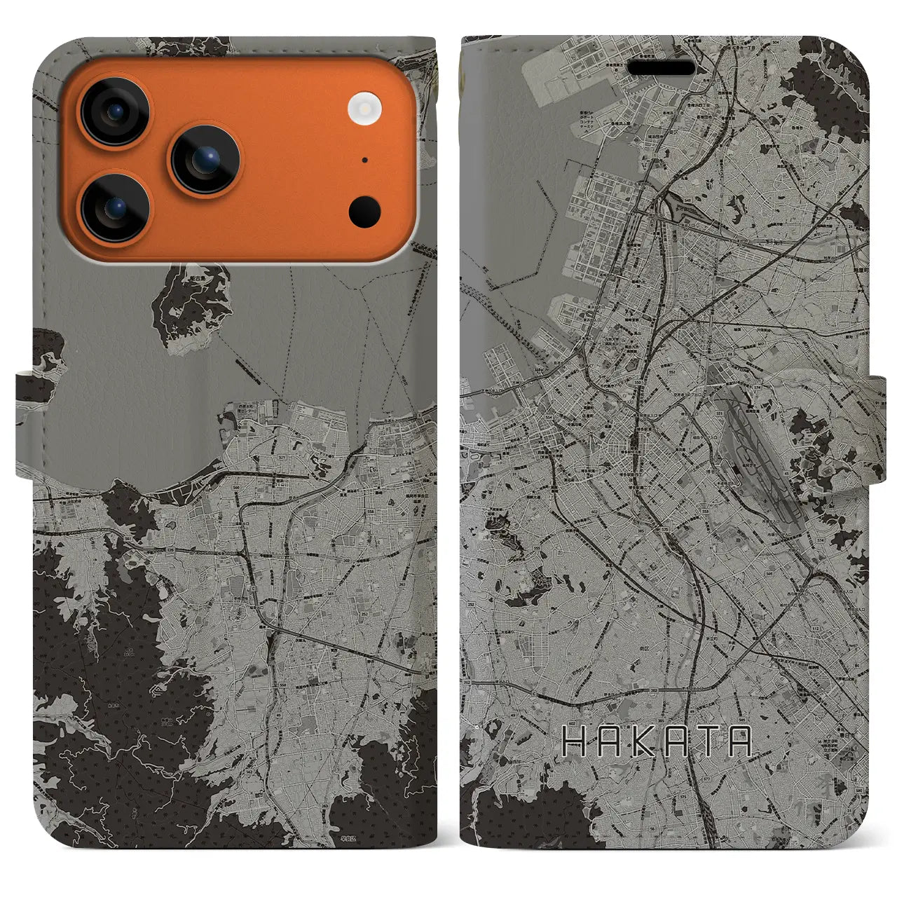 【博多（福岡県）】地図柄iPhoneケース（手帳タイプ）