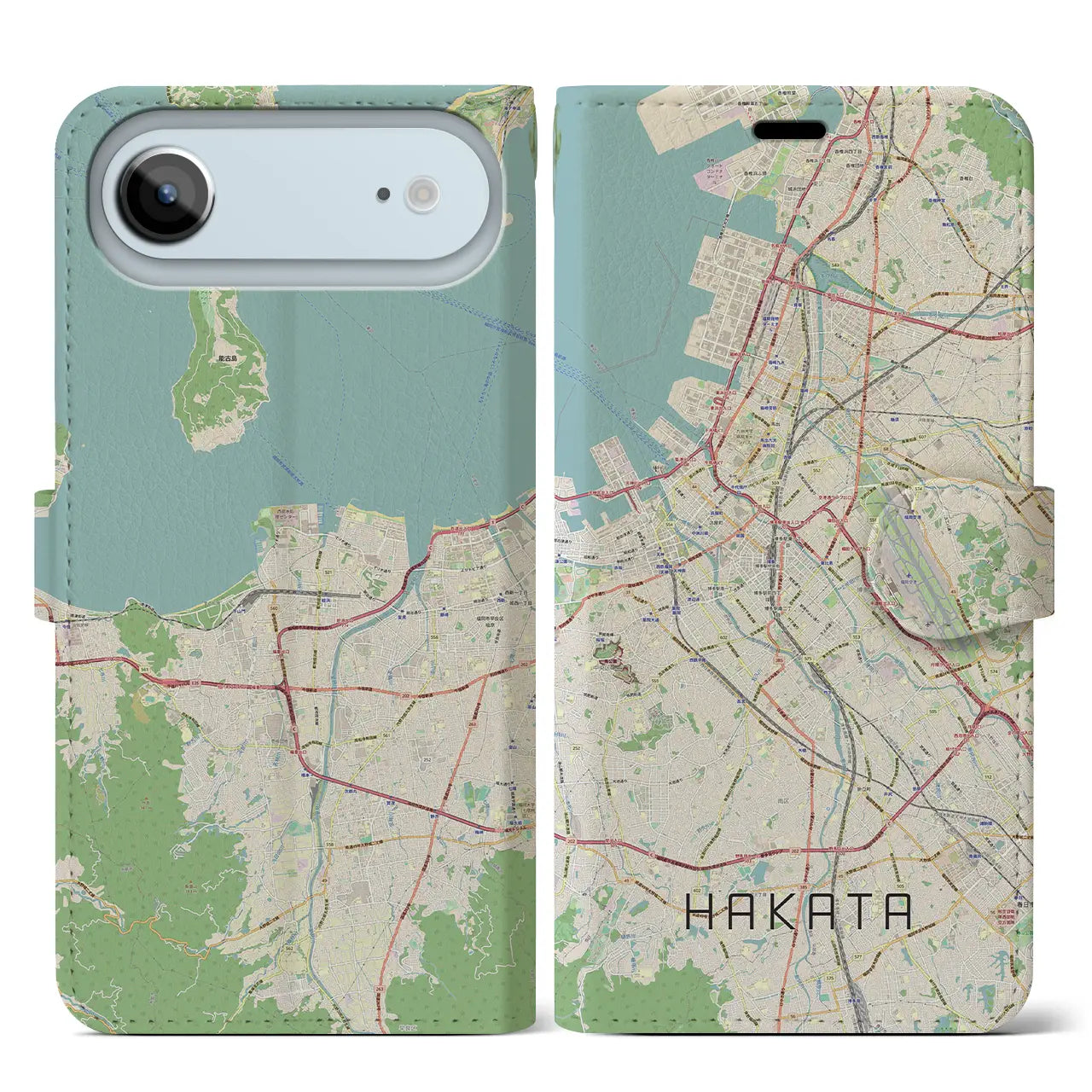 【博多（福岡県）】地図柄iPhoneケース（手帳タイプ）