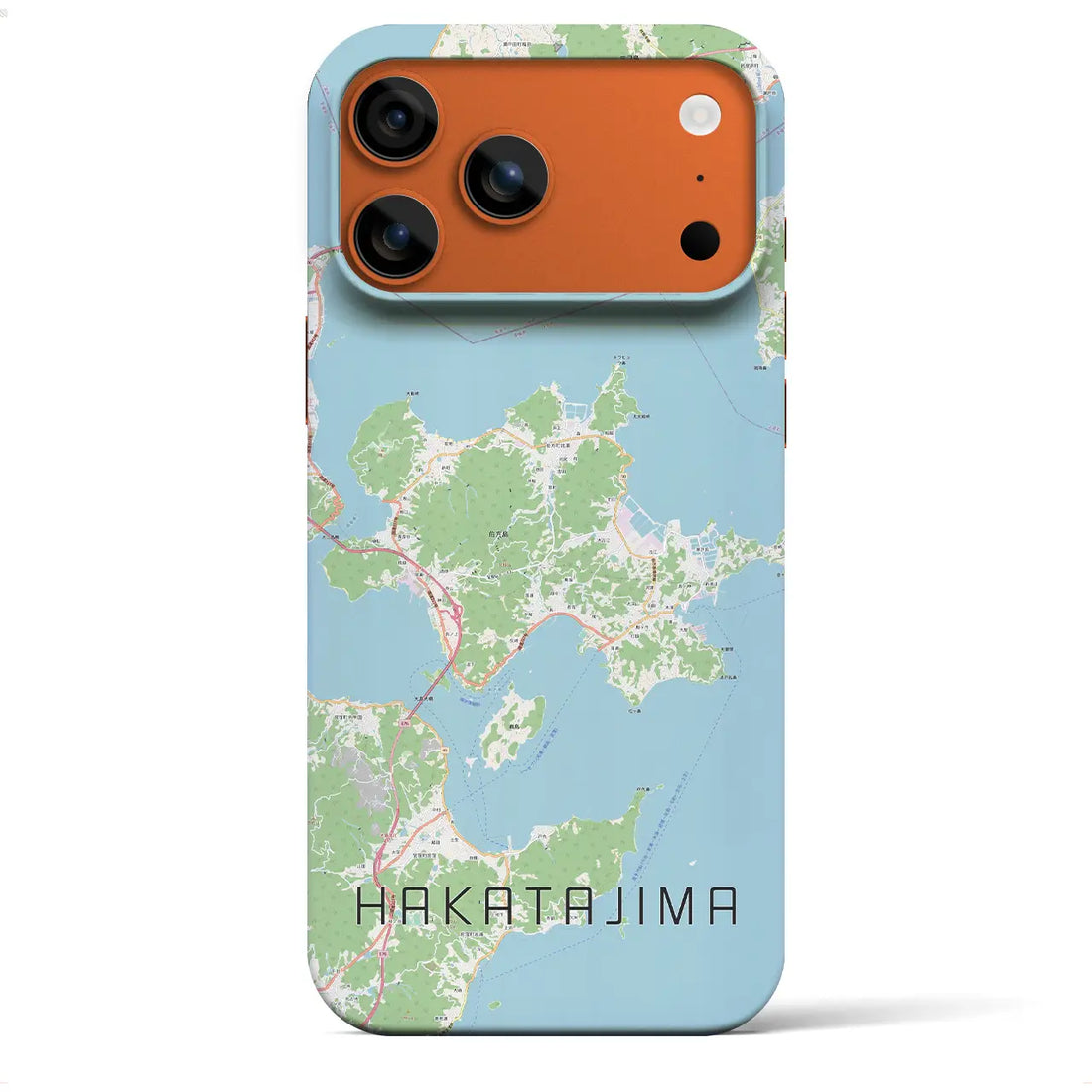 【伯方島(愛媛県)】地図柄iPhoneケース(バックカバータイプ)ブラック・iPhone 17 Pro Max 用