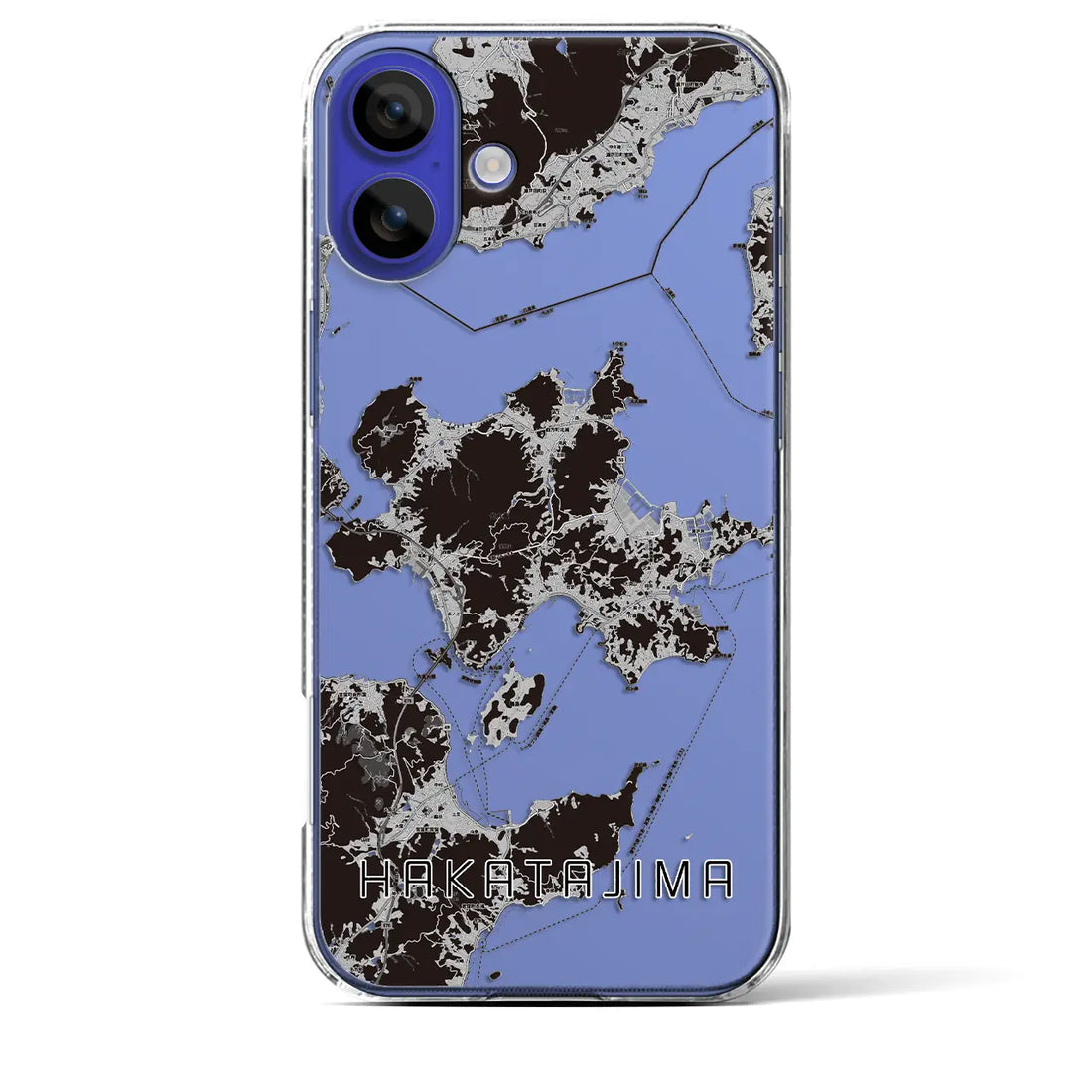 【伯方島（愛媛県）】地図柄iPhoneケース（クリアタイプ）モノトーン・iPhone 16 Pro Max 用