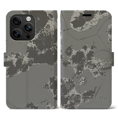 【伯方島（愛媛県）】地図柄iPhoneケース（手帳タイプ）モノトーン・iPhone 16 用