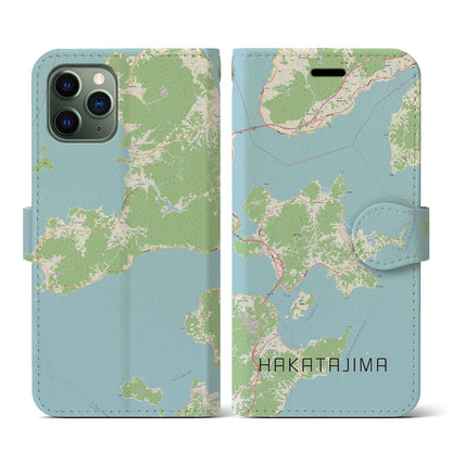 【伯方島（愛媛県）】地図柄iPhoneケース（手帳タイプ）ナチュラル・iPhone 11 Pro 用