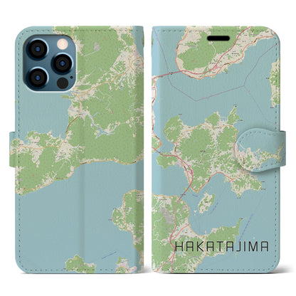 【伯方島（愛媛県）】地図柄iPhoneケース（手帳タイプ）ナチュラル・iPhone 12 / 12 Pro 用