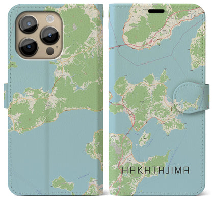 【伯方島（愛媛県）】地図柄iPhoneケース（手帳タイプ）ナチュラル・iPhone 14 Pro Max 用