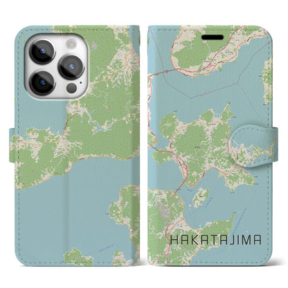 【伯方島（愛媛県）】地図柄iPhoneケース（手帳タイプ）ナチュラル・iPhone 14 Pro 用