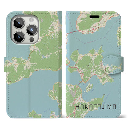 【伯方島（愛媛県）】地図柄iPhoneケース（手帳タイプ）ナチュラル・iPhone 15 Pro 用