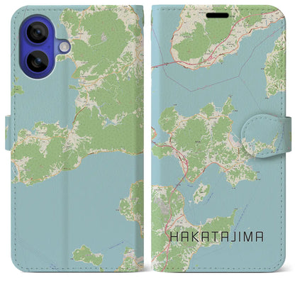 【伯方島（愛媛県）】地図柄iPhoneケース（手帳タイプ）ナチュラル・iPhone 16 Pro Max 用