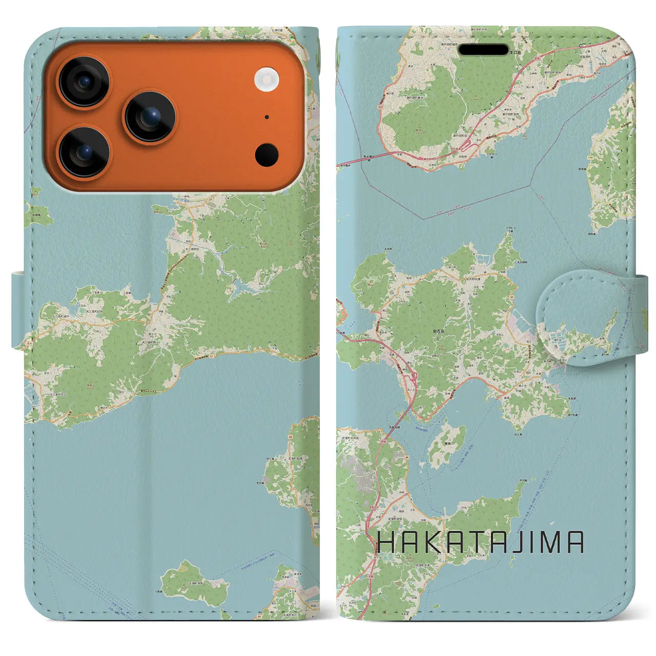 【伯方島（愛媛県）】地図柄iPhoneケース（手帳タイプ）