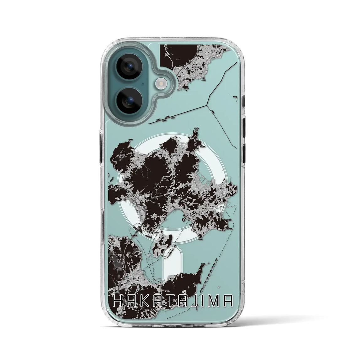 【伯方島(愛媛県)】地図柄iPhoneケース(MagSafeタイプ)モノトーン・iPhone 16 Pro 用