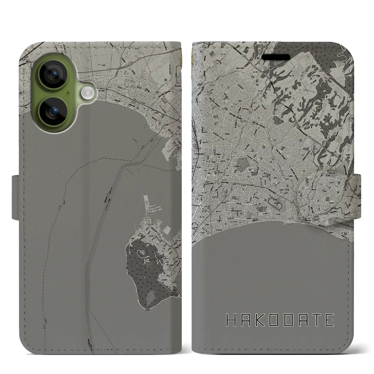 【函館2（北海道）】地図柄iPhoneケース（手帳タイプ）