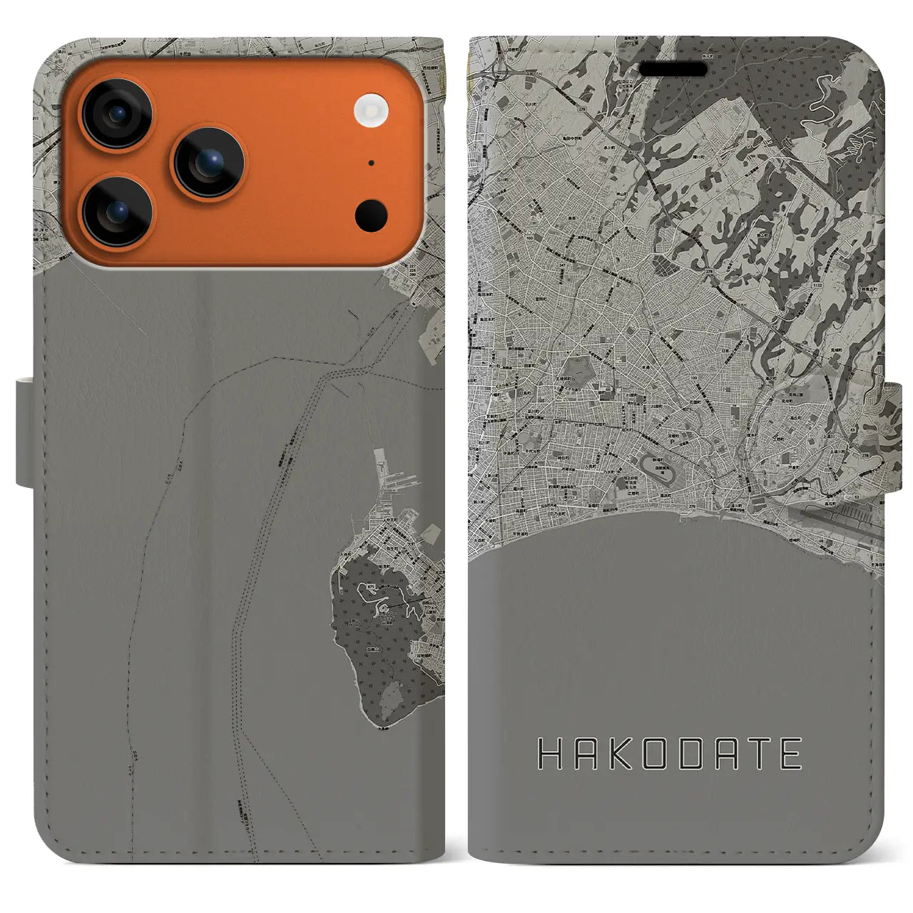 【函館2（北海道）】地図柄iPhoneケース（手帳タイプ）
