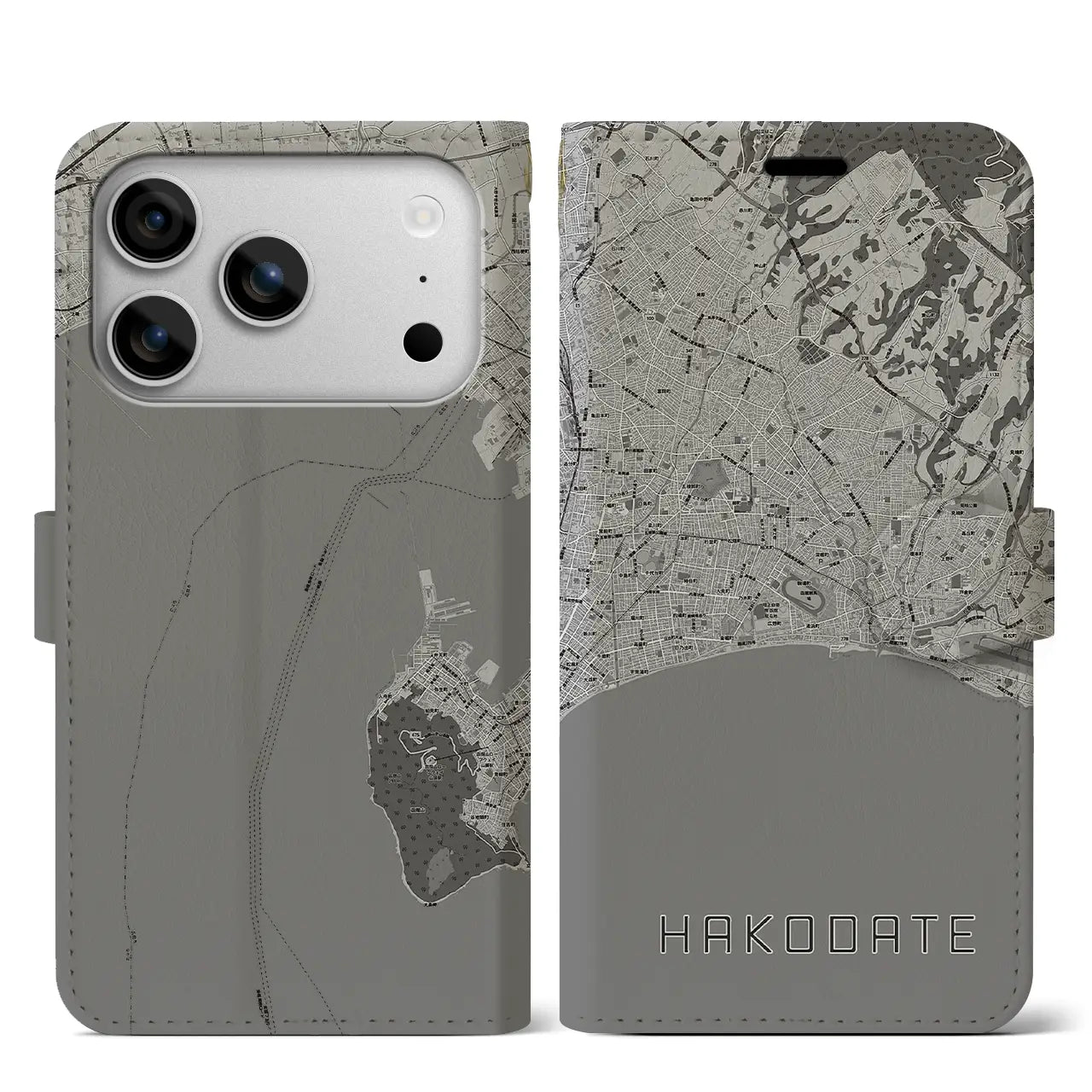 【函館2（北海道）】地図柄iPhoneケース（手帳タイプ）