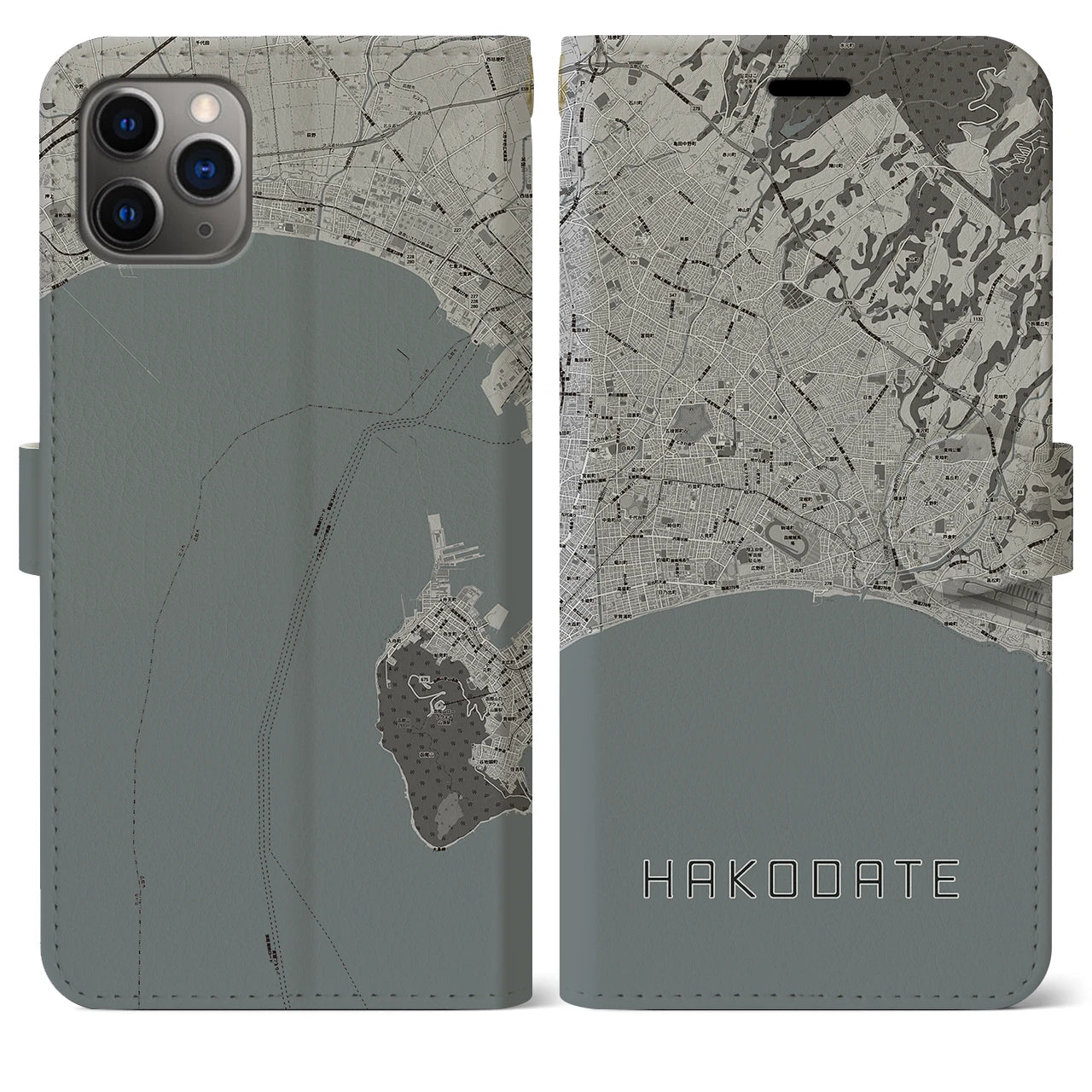 【函館2（北海道）】地図柄iPhoneケース（手帳タイプ）