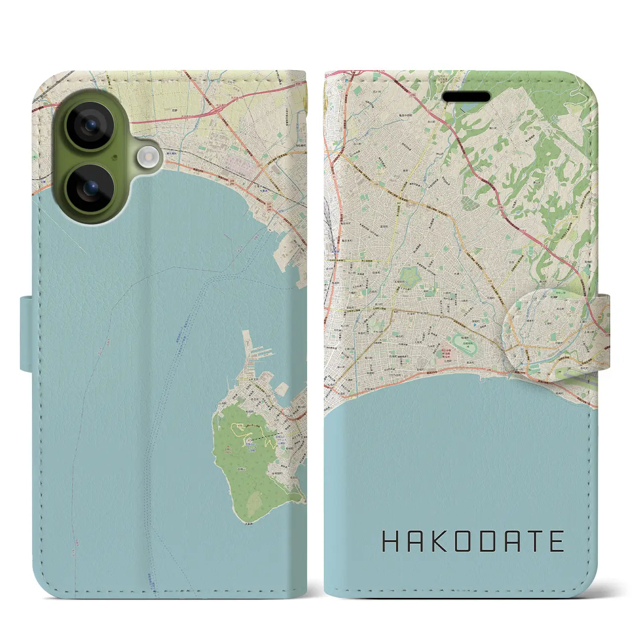 【函館2（北海道）】地図柄iPhoneケース（手帳タイプ）