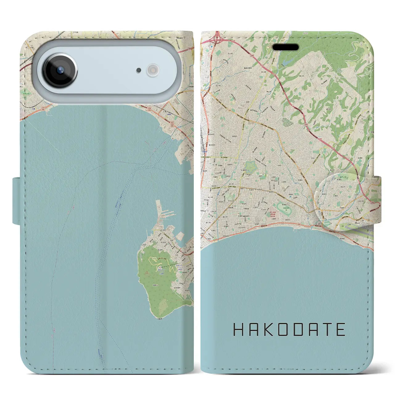 【函館2（北海道）】地図柄iPhoneケース（手帳タイプ）