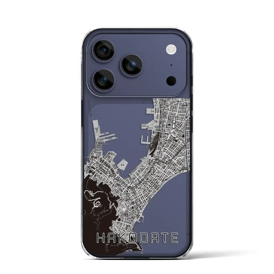 【函館（北海道）】地図柄iPhoneケース（クリアタイプ）モノトーン・iPhone 17 Pro Max 用