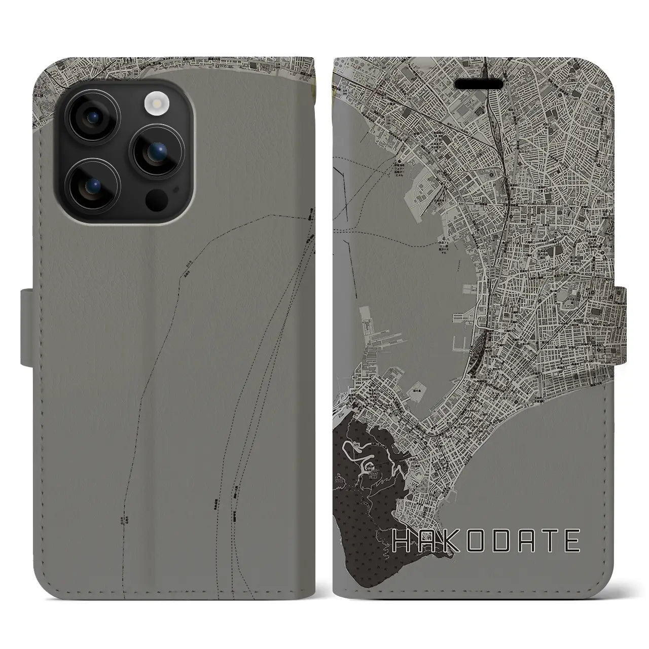 【函館（北海道）】地図柄iPhoneケース（手帳タイプ）