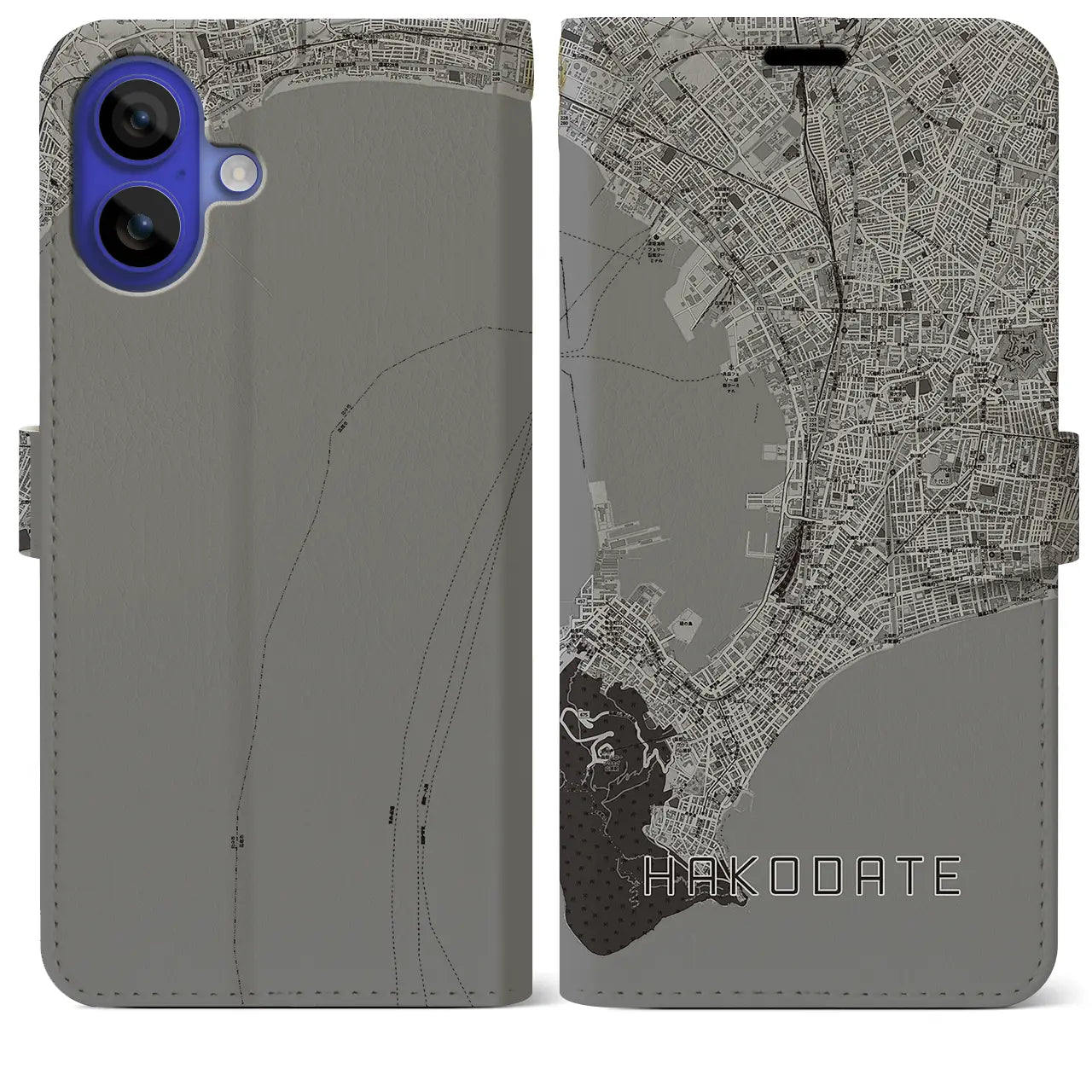【函館（北海道）】地図柄iPhoneケース（手帳タイプ）