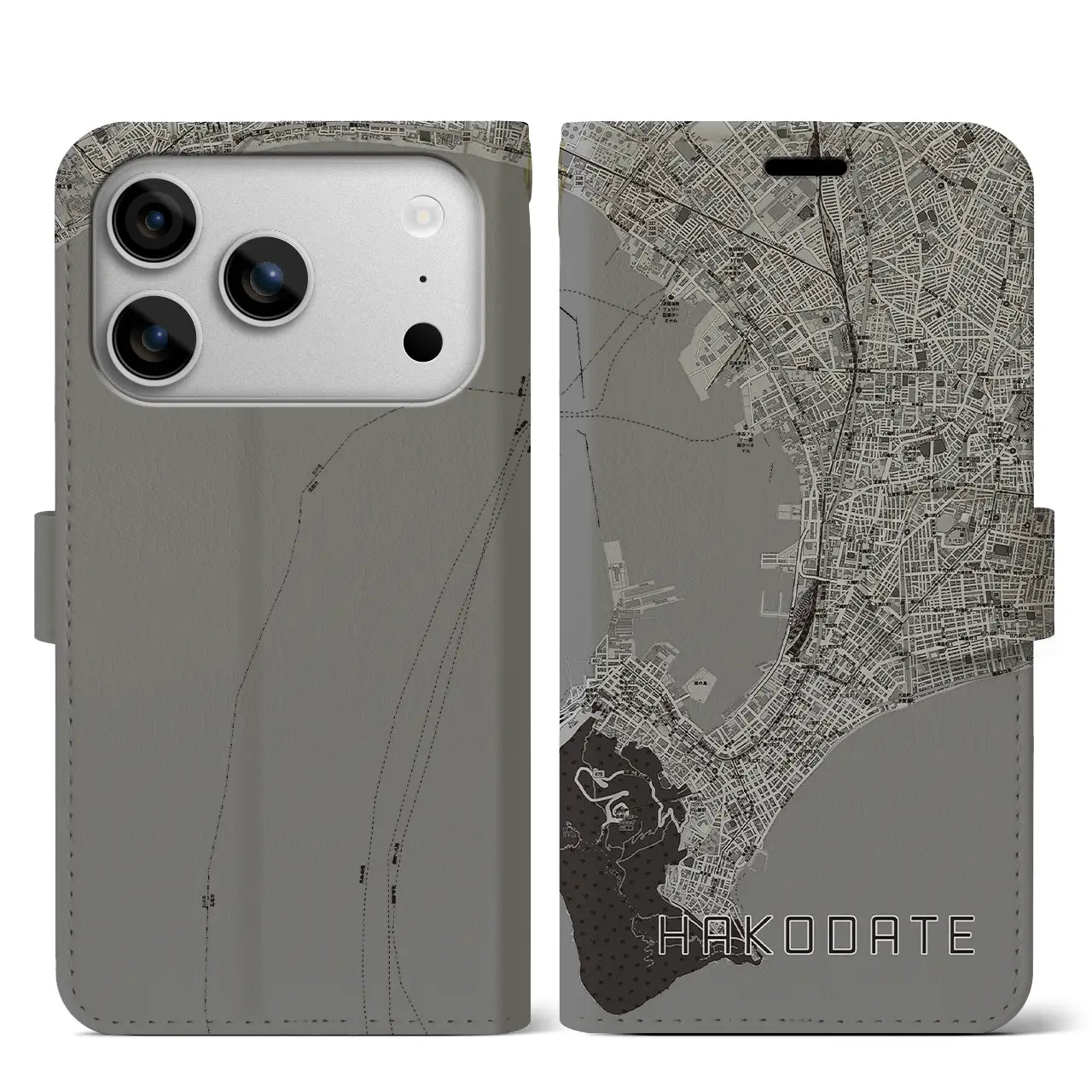 【函館（北海道）】地図柄iPhoneケース（手帳タイプ）