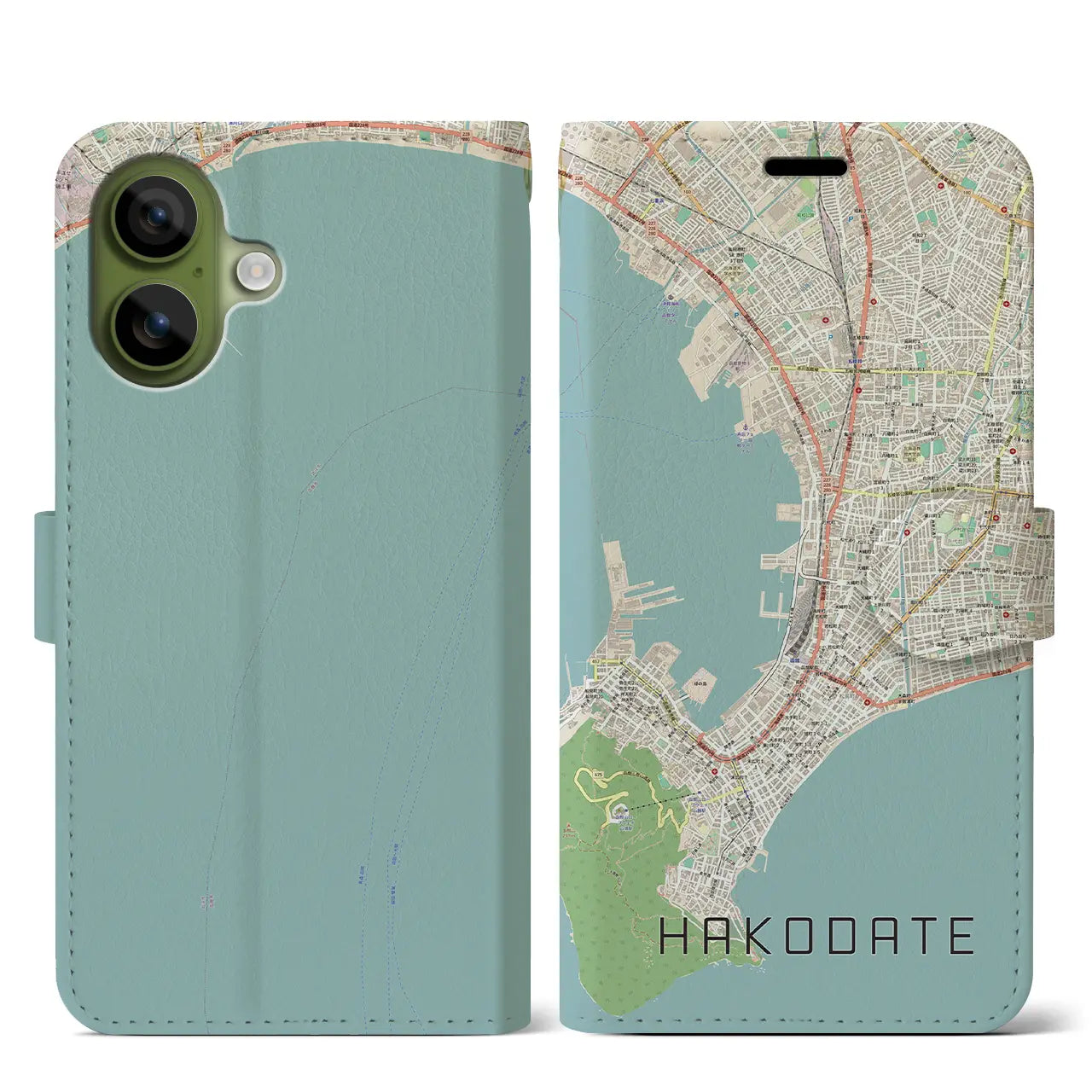 【函館（北海道）】地図柄iPhoneケース（手帳タイプ）