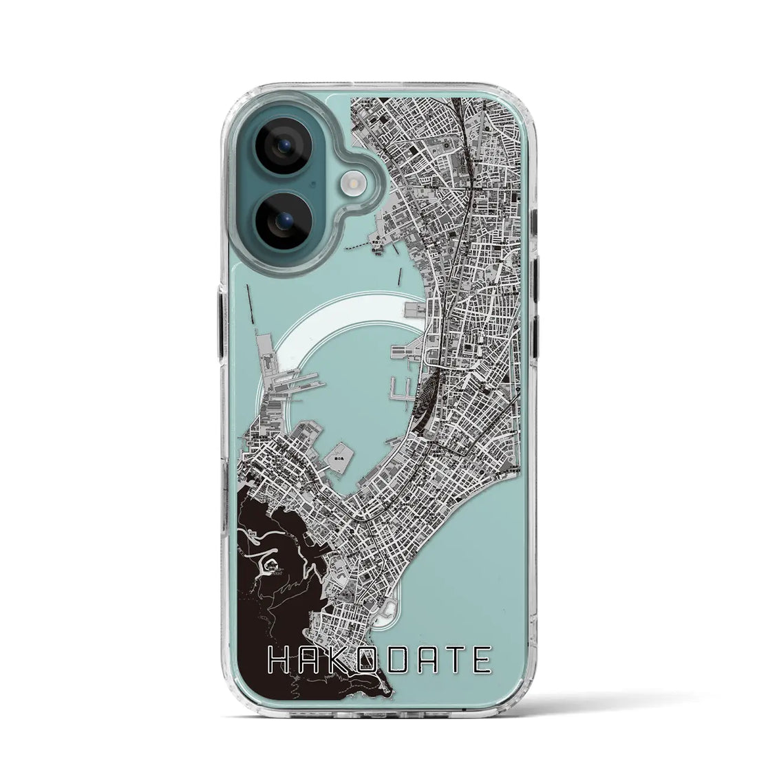 【函館（北海道）】地図柄iPhoneケース（MagSafeタイプ）モノトーン・iPhone 16 Pro 用