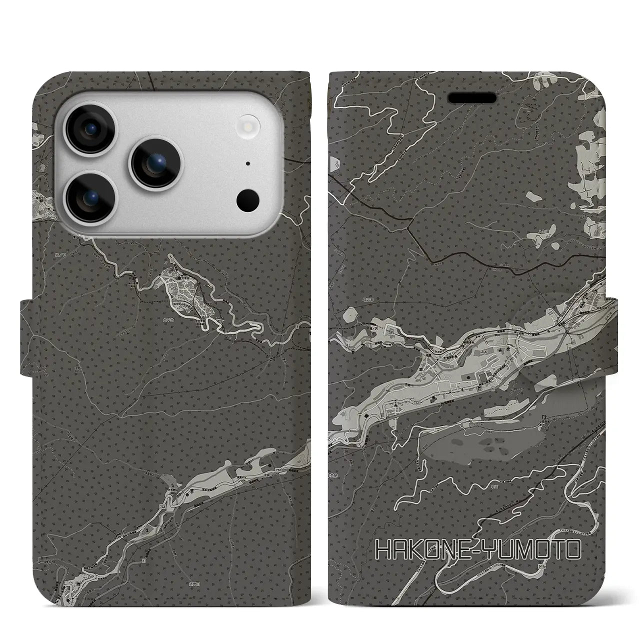 【箱根湯本（神奈川県）】地図柄iPhoneケース（手帳タイプ）