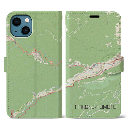 【箱根湯本（神奈川県）】地図柄iPhoneケース（手帳タイプ）ナチュラル・iPhone 13 用