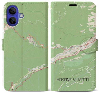 【箱根湯本（神奈川県）】地図柄iPhoneケース（手帳タイプ）ナチュラル・iPhone 16 Pro Max 用