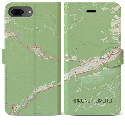 【箱根湯本（神奈川県）】地図柄iPhoneケース（手帳タイプ）ナチュラル・iPhone 8Plus /7Plus / 6sPlus / 6Plus 用