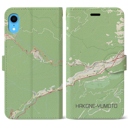 【箱根湯本（神奈川県）】地図柄iPhoneケース（手帳タイプ）ナチュラル・iPhone XR 用
