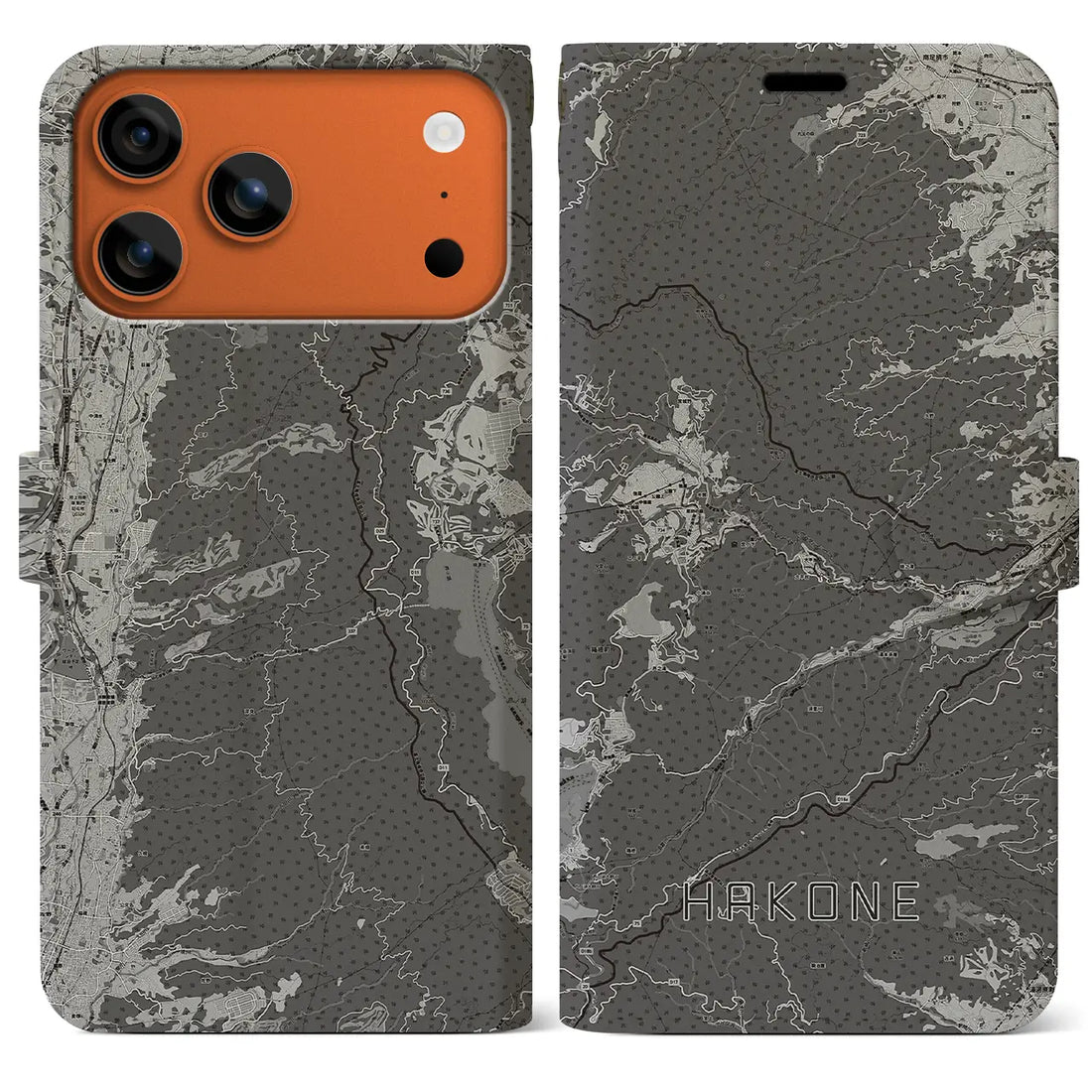 【箱根（神奈川県）】地図柄iPhoneケース（手帳タイプ）