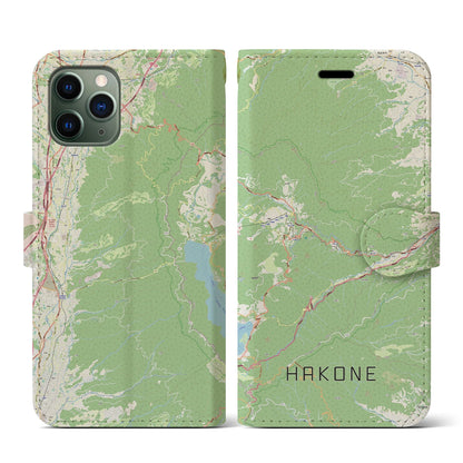 【箱根（神奈川県）】地図柄iPhoneケース（手帳タイプ）ナチュラル・iPhone 11 Pro 用