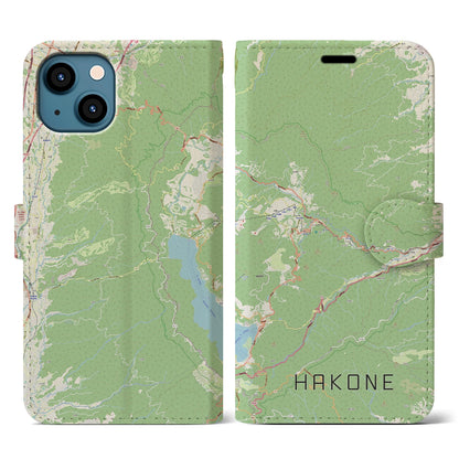 【箱根（神奈川県）】地図柄iPhoneケース（手帳タイプ）ナチュラル・iPhone 13 用